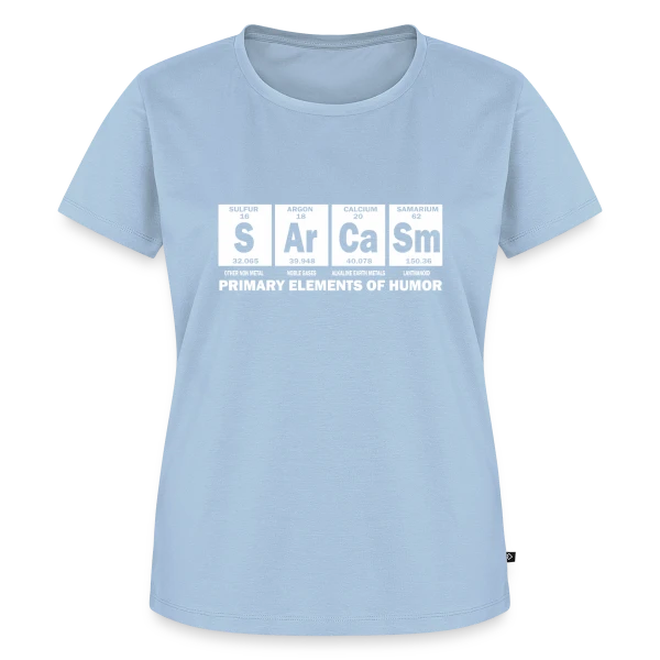 Maquette de T-shirt Premium bio Femme « Sarcasme Éléments Humour » à personnaliser