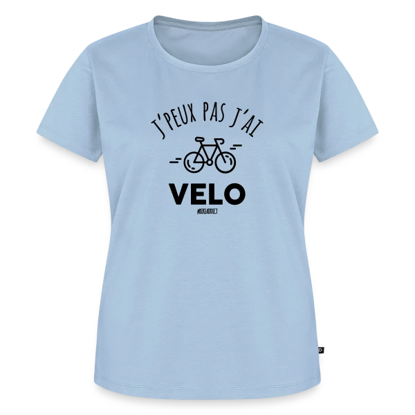 Maquette de T-shirt Premium bio Femme « J'peux Pas, J'ai Vélo ! T-shirt Humour Cycliste » à personnaliser