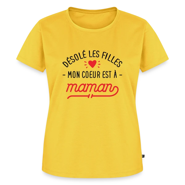 Maquette de T-shirt Premium bio Femme « Désolé les Filles, Mon Cœur est à Maman : T-shirt Bébé » à personnaliser