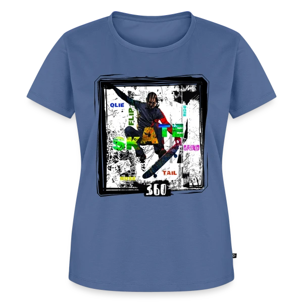 Maquette de T-shirt Premium bio Femme « Skateur en Action L.I.P » à personnaliser