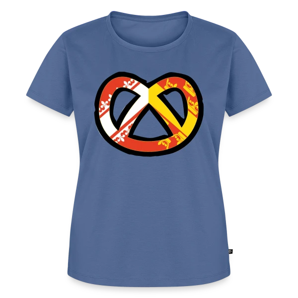 Maquette de T-shirt Premium bio Femme « Humour Logo Bretzel Alsace » à personnaliser