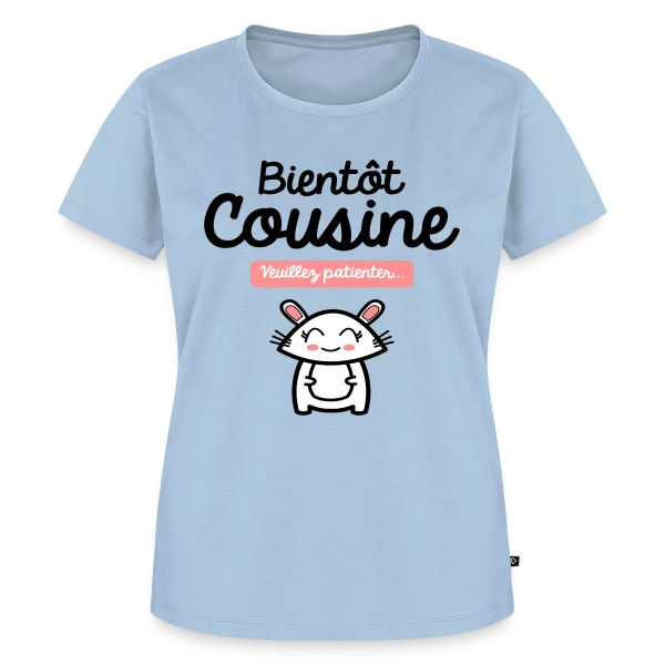 Maquette de T-shirt Premium bio Femme « Bientôt Cousine : Annonce Mignonne » à personnaliser