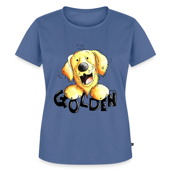 Maquette de T-shirt Premium bio Femme « Golden Retriever Amusant - Mon Compagnon Fidèle » à personnaliser