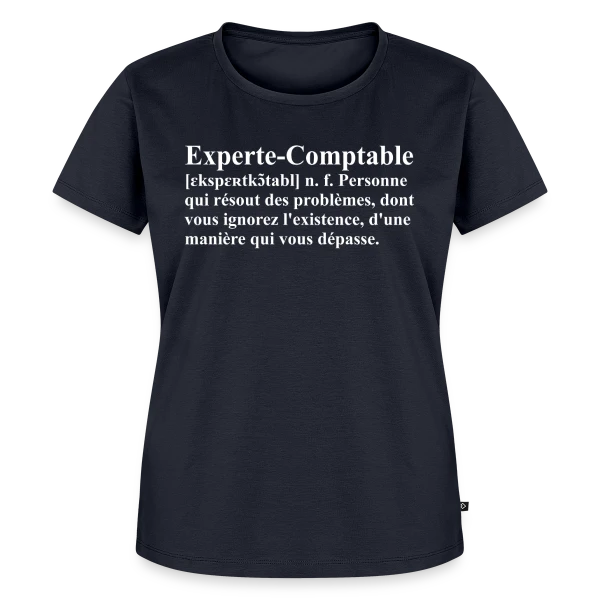 Maquette de T-shirt Premium bio Femme « Définition de l'Experte-Comptable | T-Shirt Humour Métier Femme » à personnaliser