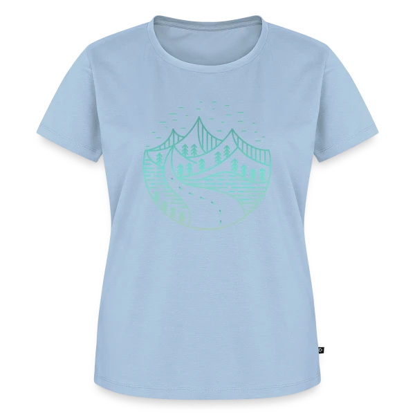 Maquette de T-shirt Premium bio Femme « Chemin Montagneux Minimaliste » à personnaliser