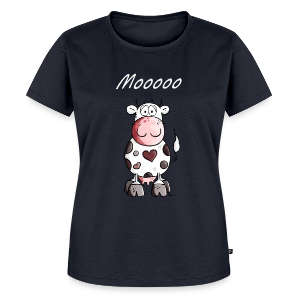 Maquette de T-shirt Premium bio Femme « Mooo la Vache Rigolote » à personnaliser