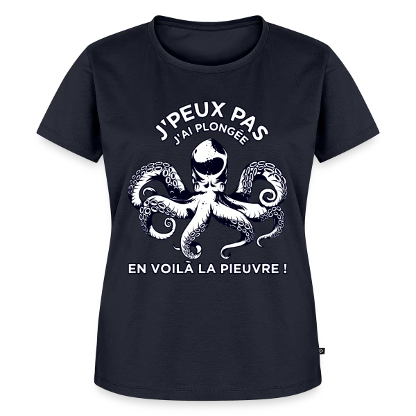Maquette de T-shirt Premium bio Femme « J'peux pas J'ai Plongée ! | T-Shirt Passion Sous-Marine » à personnaliser