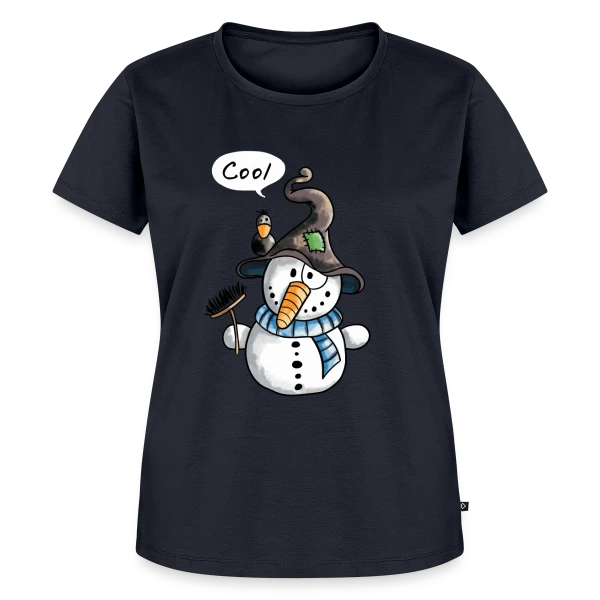 Maquette de T-shirt Premium bio Femme « Bonhomme de Neige Rigolo - Hiver Enchanté » à personnaliser