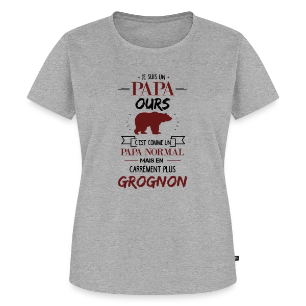 Maquette de T-shirt Premium bio Femme « Papa Ours Grognon » à personnaliser