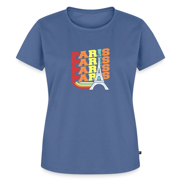 Maquette de T-shirt Premium bio Femme « Paris Rétro Ondulé » à personnaliser