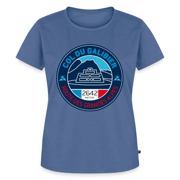 Maquette de T-shirt Premium bio Femme « Col du Galibier - Le Sommet Mythique » à personnaliser