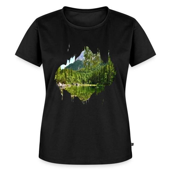 Maquette de T-shirt Premium bio Femme « Paysage Naturel Abstrait Effet Splash » à personnaliser