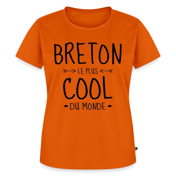 Maquette de T-shirt Premium bio Femme « Breton le Plus Cool du Monde » à personnaliser
