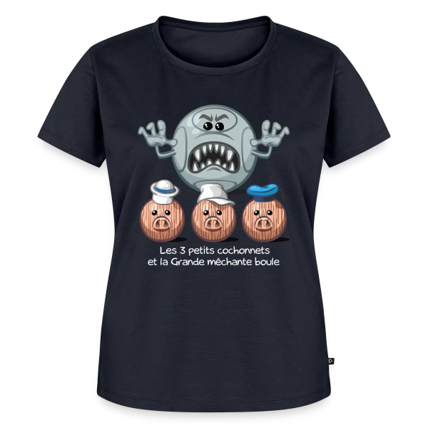 Maquette de T-shirt Premium bio Femme « Les 3 petits cochons » à personnaliser
