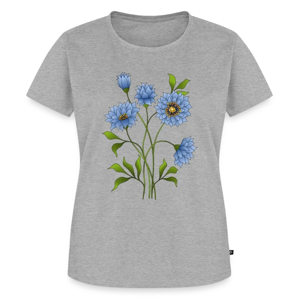 Maquette de T-shirt Premium bio Femme « Éclat Floral Bleu » à personnaliser