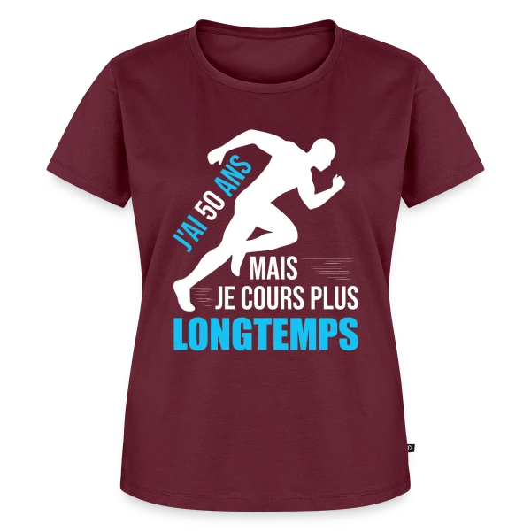 Maquette de T-shirt Premium bio Femme « Coureur 50 Ans - Running Papa Papi Toujours en Forme » à personnaliser