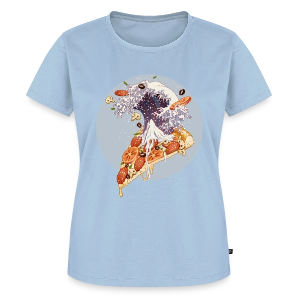 Maquette de T-shirt Premium bio Femme « La Grande Vague de Pizza Kanagawa » à personnaliser