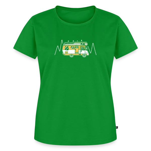 Maquette de T-shirt Premium bio Femme « Esprit Camping et Aventure » à personnaliser