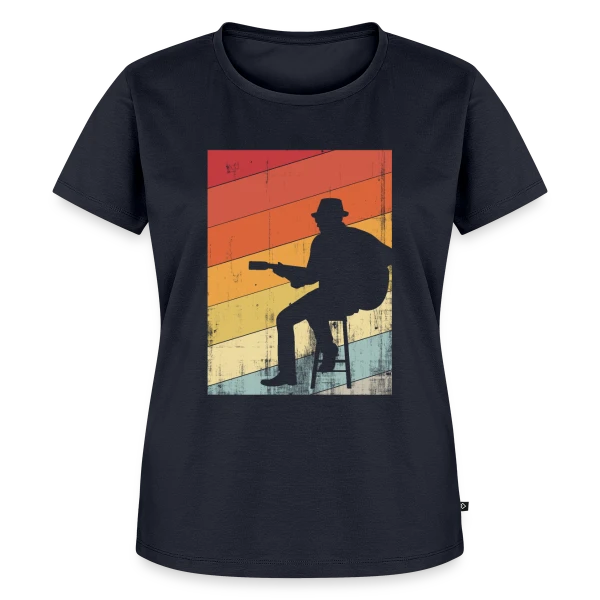 Maquette de T-shirt Premium bio Femme « Guitariste Jazz Rétro » à personnaliser