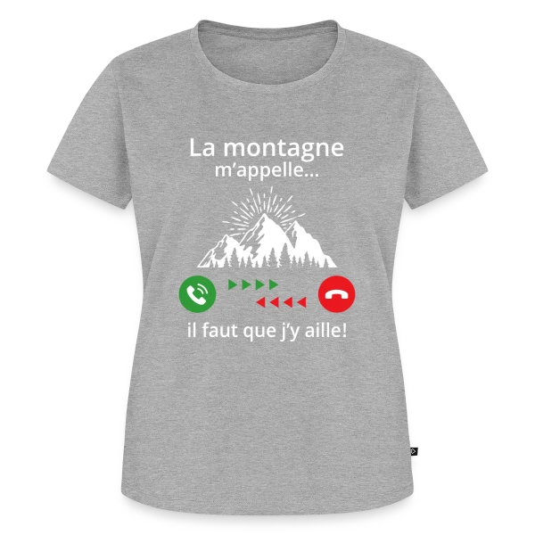 Maquette de T-shirt Premium bio Femme « La Montagne M'Appelle » à personnaliser