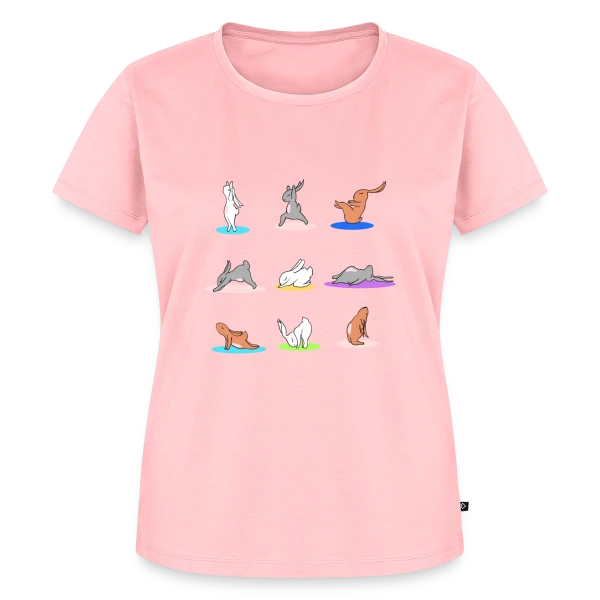Maquette de T-shirt Premium bio Femme « Lapin Yoga: Joyeuses Pâques Zen » à personnaliser