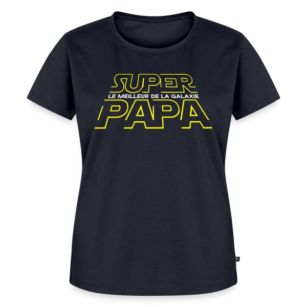 Maquette de T-shirt Premium bio Femme « Super Papa Galactique - La Force est en lui » à personnaliser