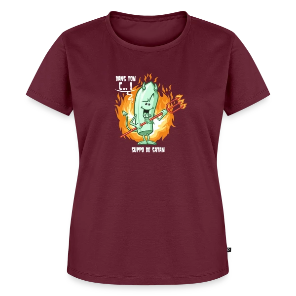Maquette de T-shirt Premium bio Femme « Suppo de Satan : Humour Noir et Subtil » à personnaliser