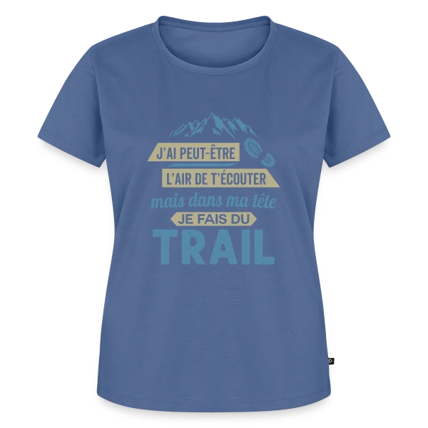Maquette de T-shirt Premium bio Femme « Dans ma Tête, je Fais du Trail Running » à personnaliser