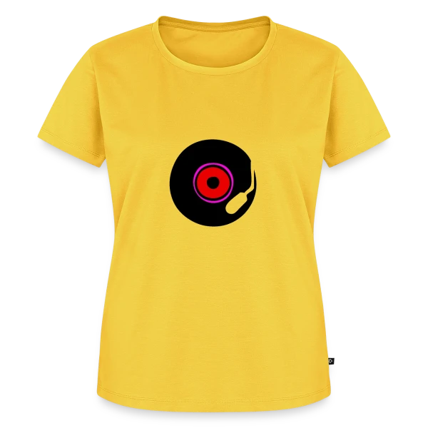 Maquette de T-shirt Premium bio Femme « Disque Vinyle Old School 80s » à personnaliser