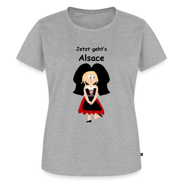 Maquette de T-shirt Premium bio Femme « Alsacienne Traditionnelle Joyeuse » à personnaliser