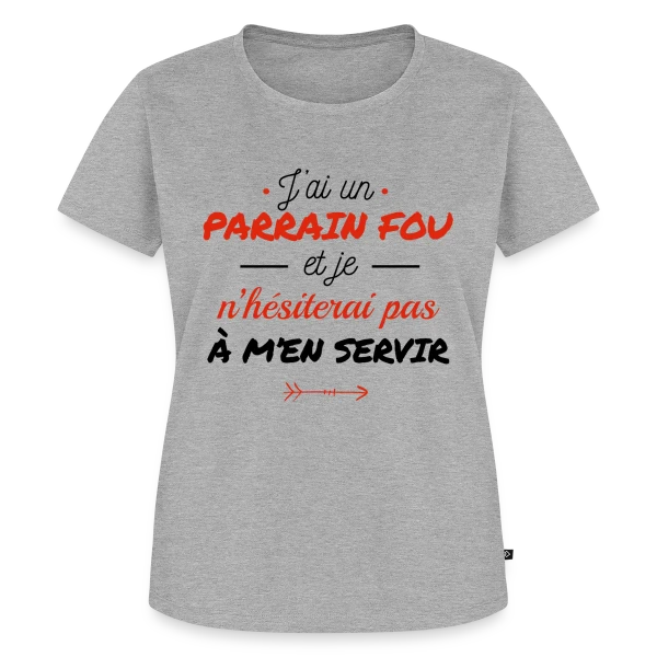 Maquette de T-shirt Premium bio Femme « Mon Parrain Dément » à personnaliser