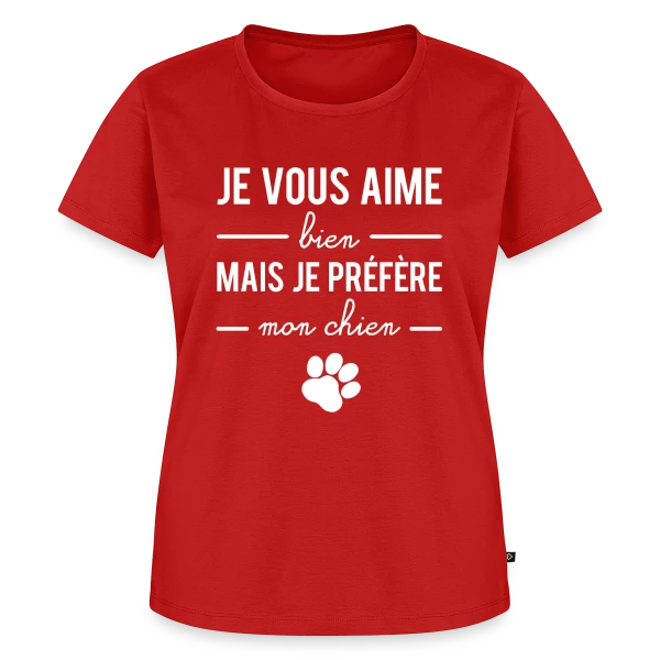 Maquette de T-shirt Premium bio Femme « Je Préfère Mon Chien » à personnaliser