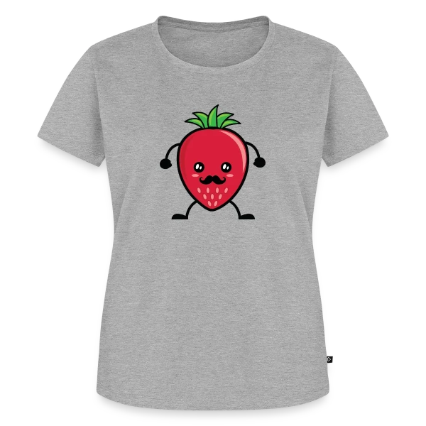 Maquette de T-shirt Premium bio Femme « Fraise Kawaii Adorable et Tendance » à personnaliser