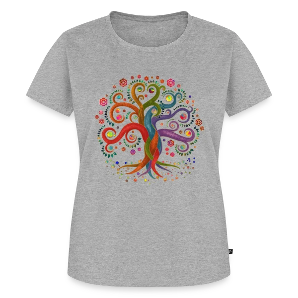 Maquette de T-shirt Premium bio Femme « Arbre de Vie Yggdrasil Aquarelle » à personnaliser