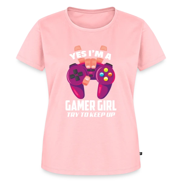 Maquette de T-shirt Premium bio Femme « Gamer Girl : Les Filles Aussi Zappent ! » à personnaliser