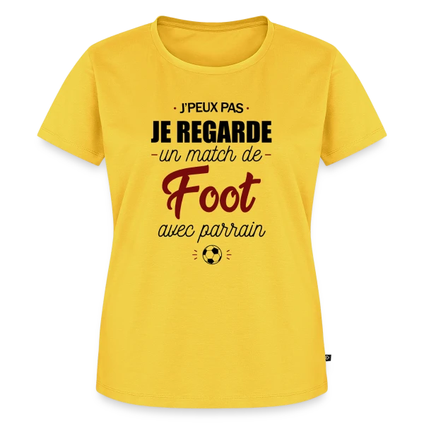 Maquette de T-shirt Premium bio Femme « J'peux pas, j'ai match de foot avec Parrain ! » à personnaliser
