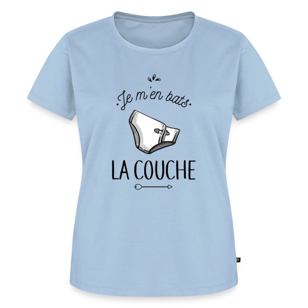 Maquette de T-shirt Premium bio Femme « Je m'en Bats la Couche : Humour & Décontraction » à personnaliser