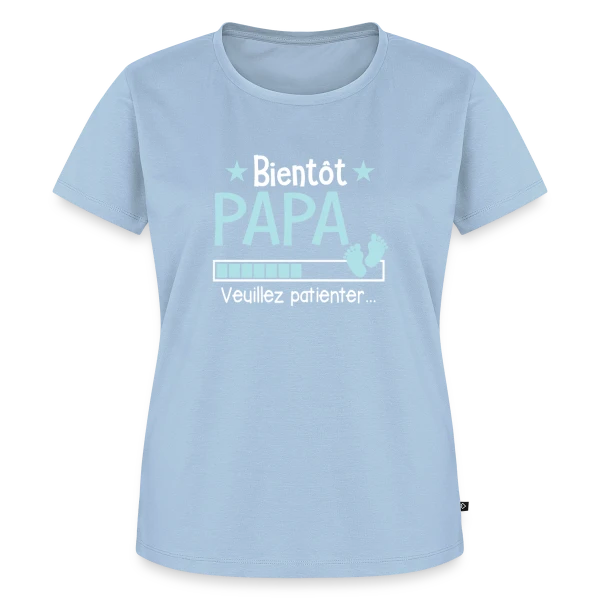 Maquette de T-shirt Premium bio Femme « Bientôt Papa : Le Cadeau Idéal du Futur Père » à personnaliser