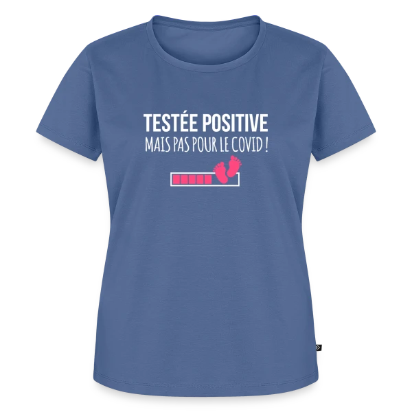 Maquette de T-shirt Premium bio Femme « Testée Positive (Grossesse) - Humour Annonce Bébé » à personnaliser