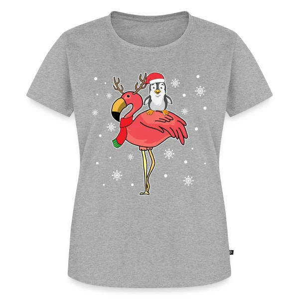 Maquette de T-shirt Premium bio Femme « Flamant Rose Noël Renne » à personnaliser