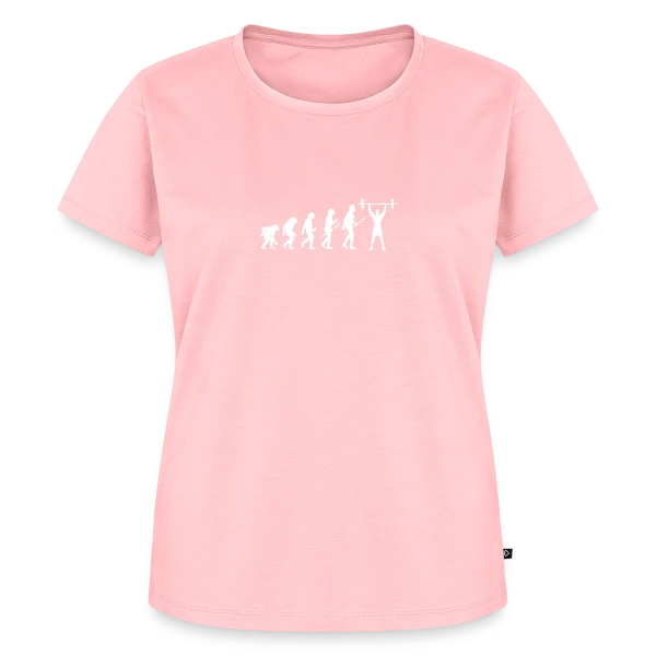 Maquette de T-shirt Premium bio Femme « Humour Musculation: L'Évolution du Sportif » à personnaliser