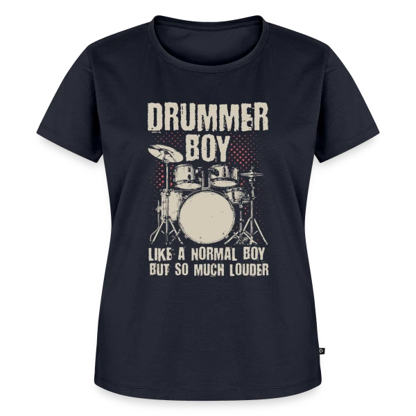 Maquette de T-shirt Premium bio Femme « Batteur Garçon Un Peu Plus Fort » à personnaliser