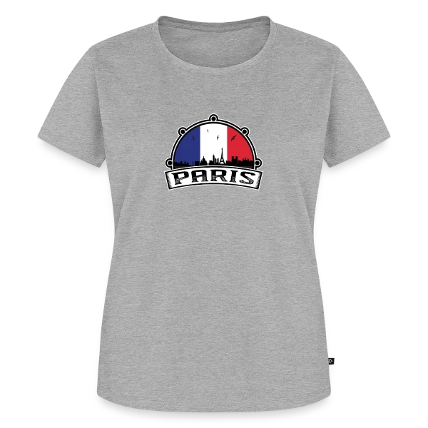 Maquette de T-shirt Premium bio Femme « Paris Skyline Drapeau Français » à personnaliser