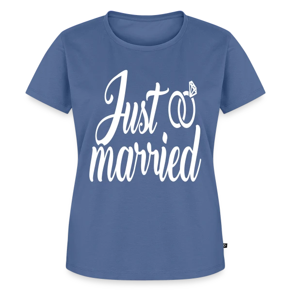 Maquette de T-shirt Premium bio Femme « Just Married » à personnaliser