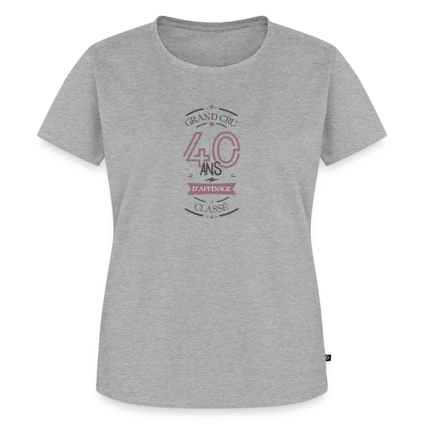 Maquette de T-shirt Premium bio Femme « 40 Ans d'Affinage : T-shirt Humour Anniversaire » à personnaliser