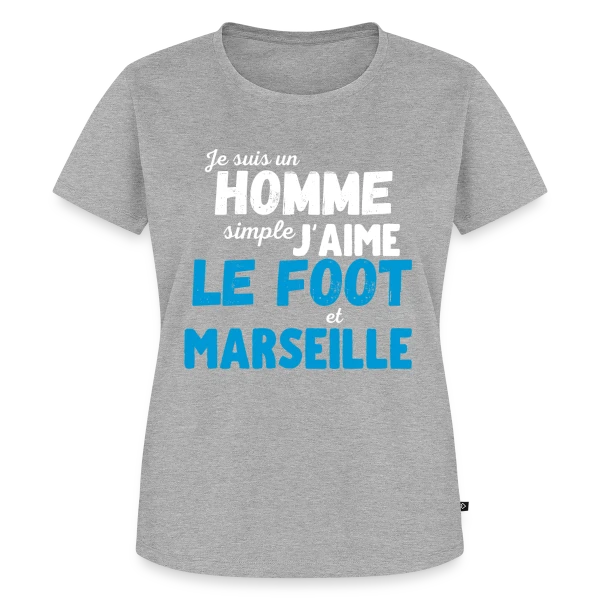 Maquette de T-shirt Premium bio Femme « J'aime Foot Marseille » à personnaliser