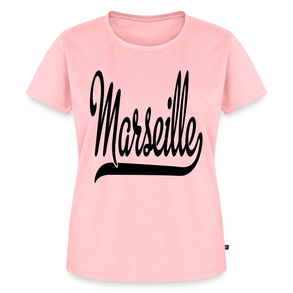 Maquette de T-shirt Premium bio Femme « Marseille Calligraphie Élégante » à personnaliser