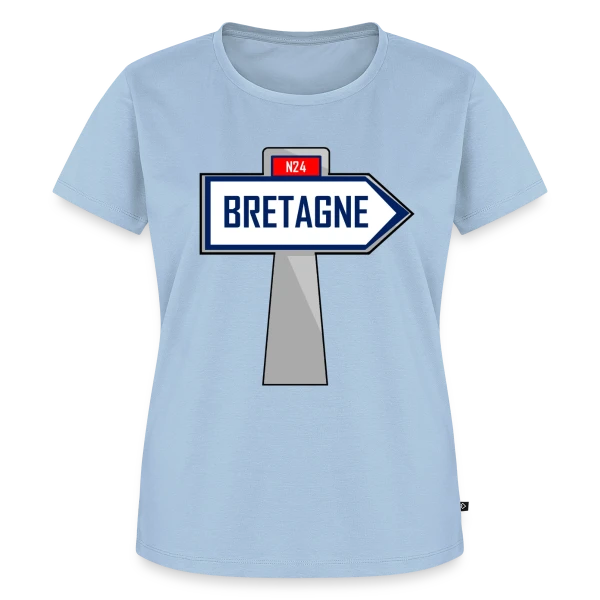 Maquette de T-shirt Premium bio Femme « Bretagne : Direction Humoristique Bretonne » à personnaliser