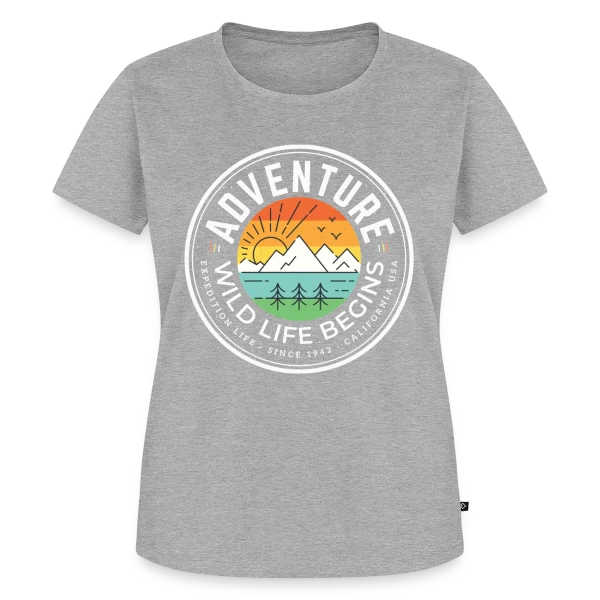 Maquette de T-shirt Premium bio Femme « Lever de Soleil Montagneux » à personnaliser
