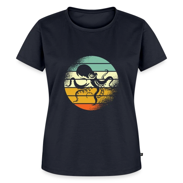 Maquette de T-shirt Premium bio Femme « Pieuvre Rétro Océanique » à personnaliser